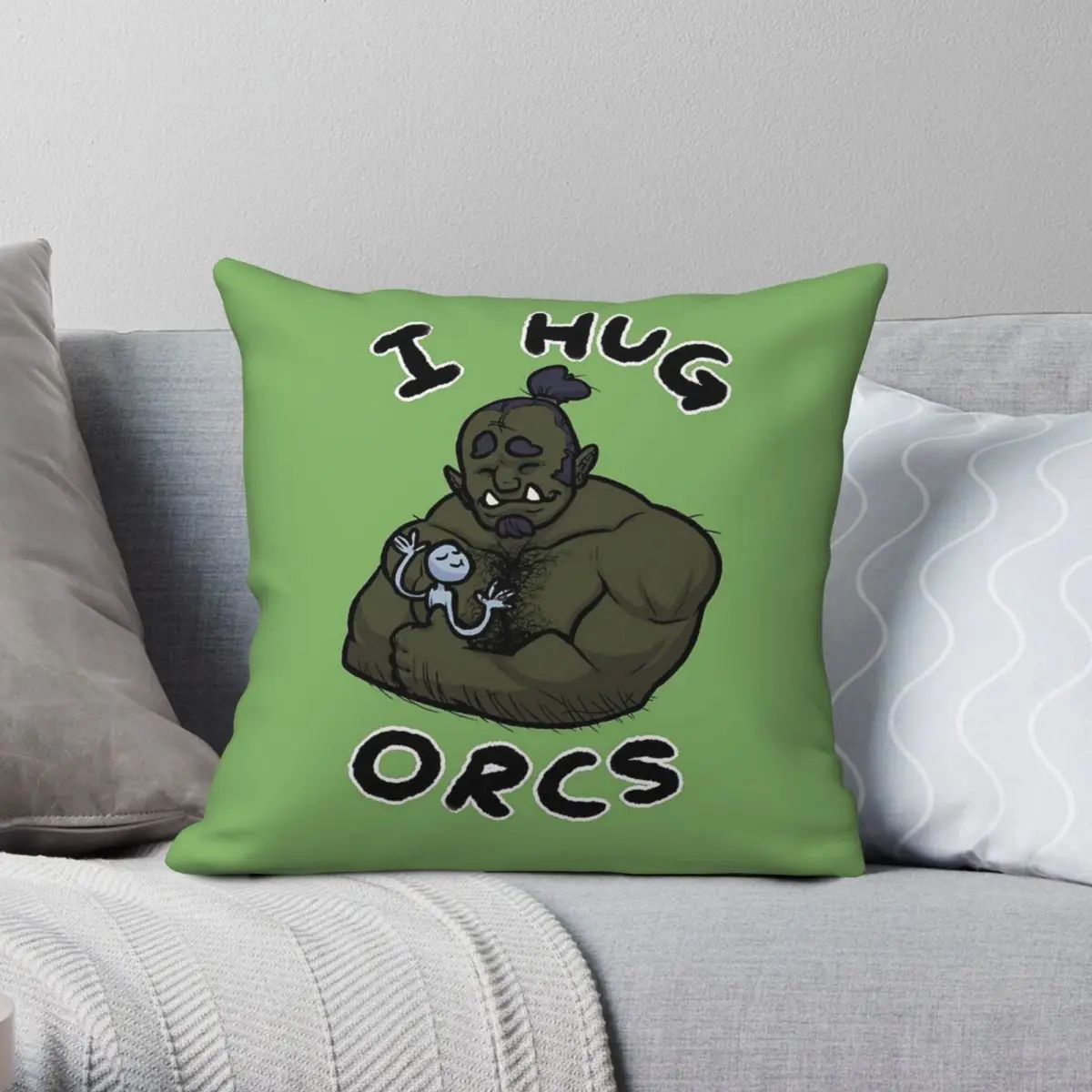 Orcs Hugger Square Pillowcase Polyester Linen Velvet Creative Zip Decorative Pillow Case Home Cushion Cover 18