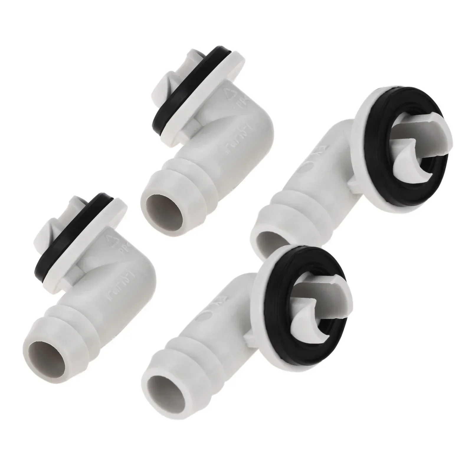 4Pcs White 3/5 Inch AC Drain Hose Connector Elbow Adapter Fitting with Rubber Ring for Window Air Conditioner & Mini Split Units