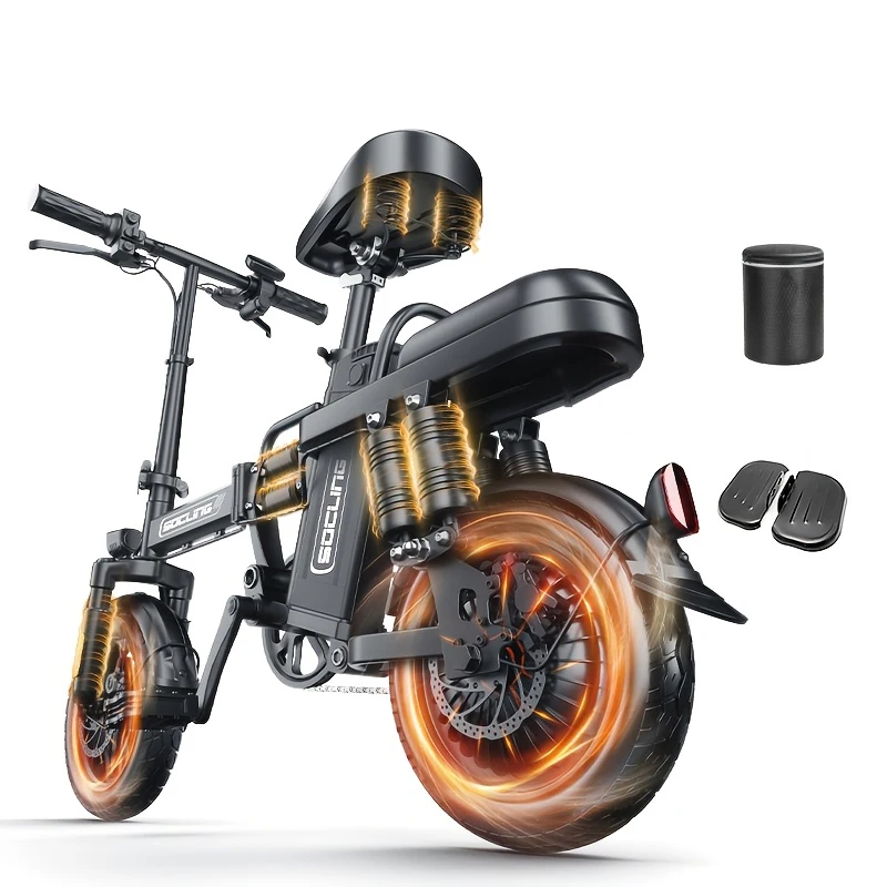 G11-Mini Electric City Bike, 14-Inch Folding 48V Battery-500W Motor, Electric Bike for Adults, Rear Disc Brake with 4/10 Shock Absorptions Models Optional, for Adults,College Students, Commuters & Urban Riding E-Bike image 2