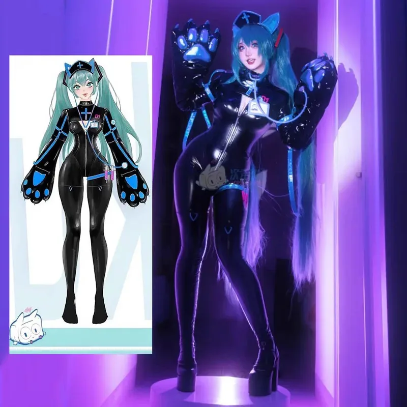 

Аниме Мику, костюмы для косплея, комбинезон медсестры, школьная форма, платье JK, костюм на Хэллоуин, сексуальный парик из искусственной кожи с большим когтем dl; 1