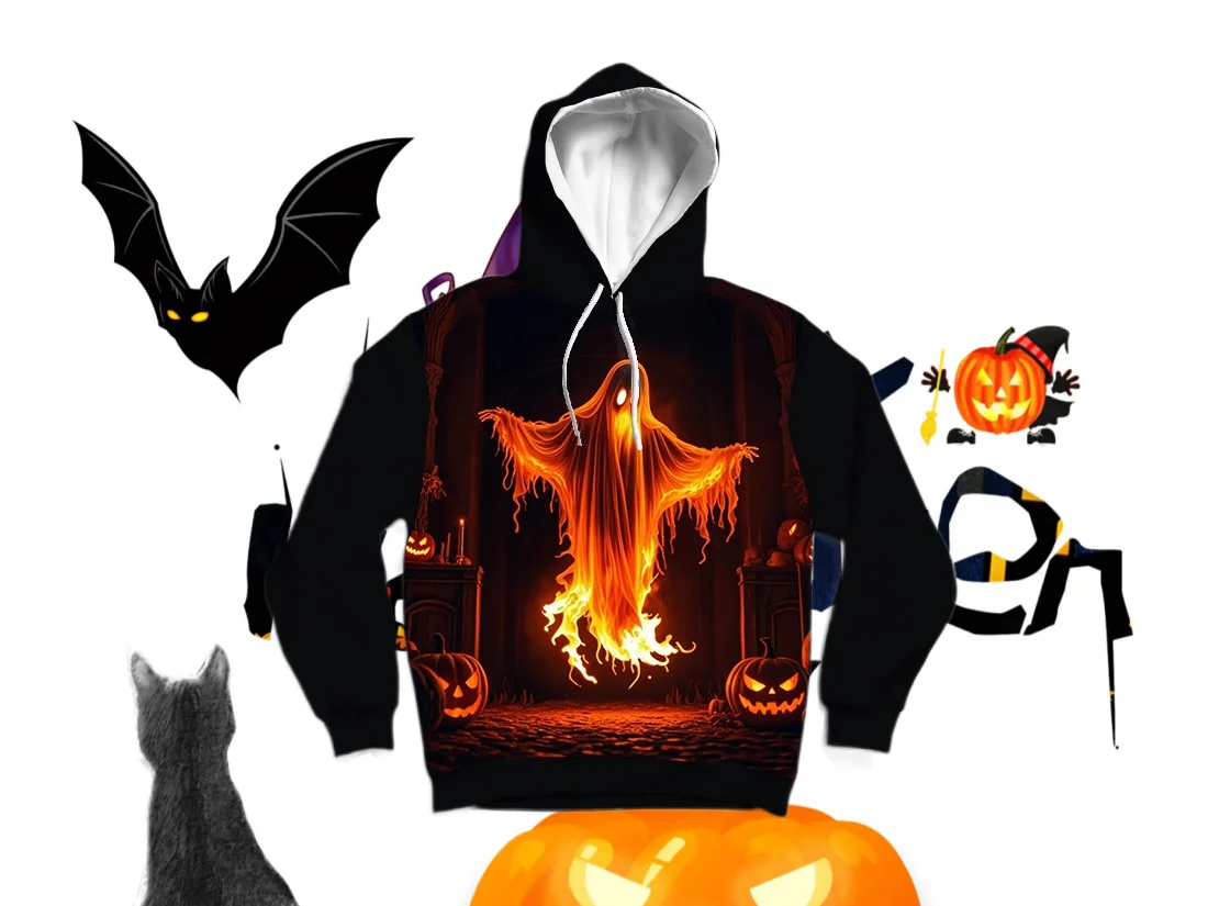 

25/26 Latest Autumn/Winter Halloween Elements 3D Printed Hoodie Large Adult Same Size Female Same Size Original Design Top