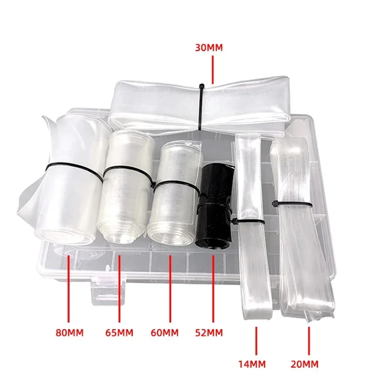 Limited Clearance 7‑Size Clear Heat Shrink Tube Kit with Storage Box, 14/20/30/52/56/65/80mm for RC Quad Wiring Protection