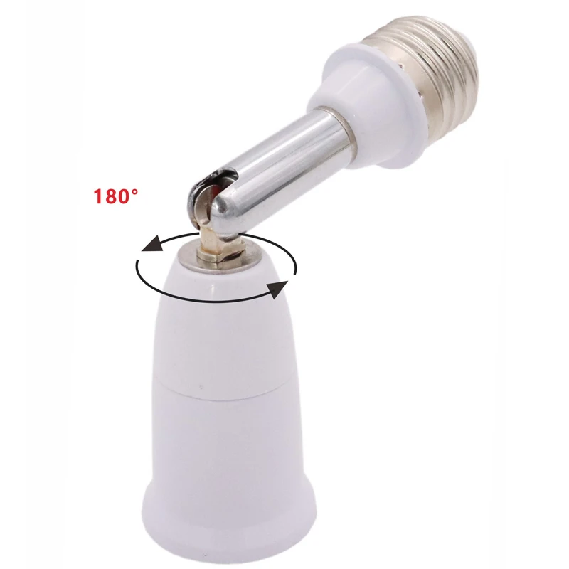 1PCS E27 TO E27 Lengthened Lamp Base 180 Degree Rotation Lamp Holder LED Light Bulb Extension Lamp Holder Head Conversion Socket