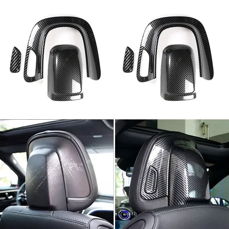 

6pcs Carbon Fiber Texture Front Seat Headrest Adjusting Button Cover Trim For Mercedes Benz C GLC Class W206 X254 2022 2023