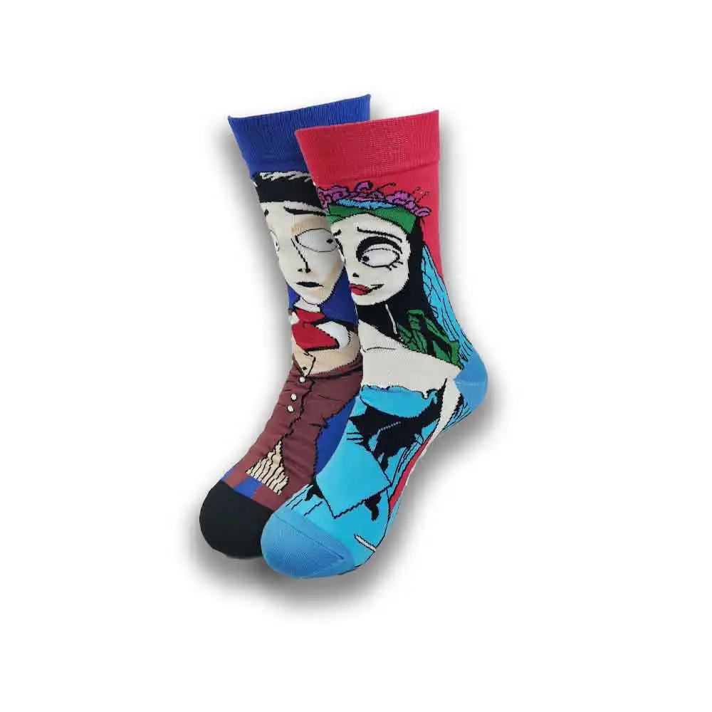 New design good-looking men\'s and women\'s socks all kinds of cartoon images high quality knitted crew men\'s socks.