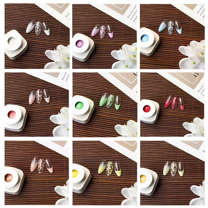 1 قطعة بات اللوحة هلام مسمار البولندية التدرج شبه دائم نقع قبالة UV LED مسمار الفن هلام البولندية الورنيش لمسمار الفن تصميم