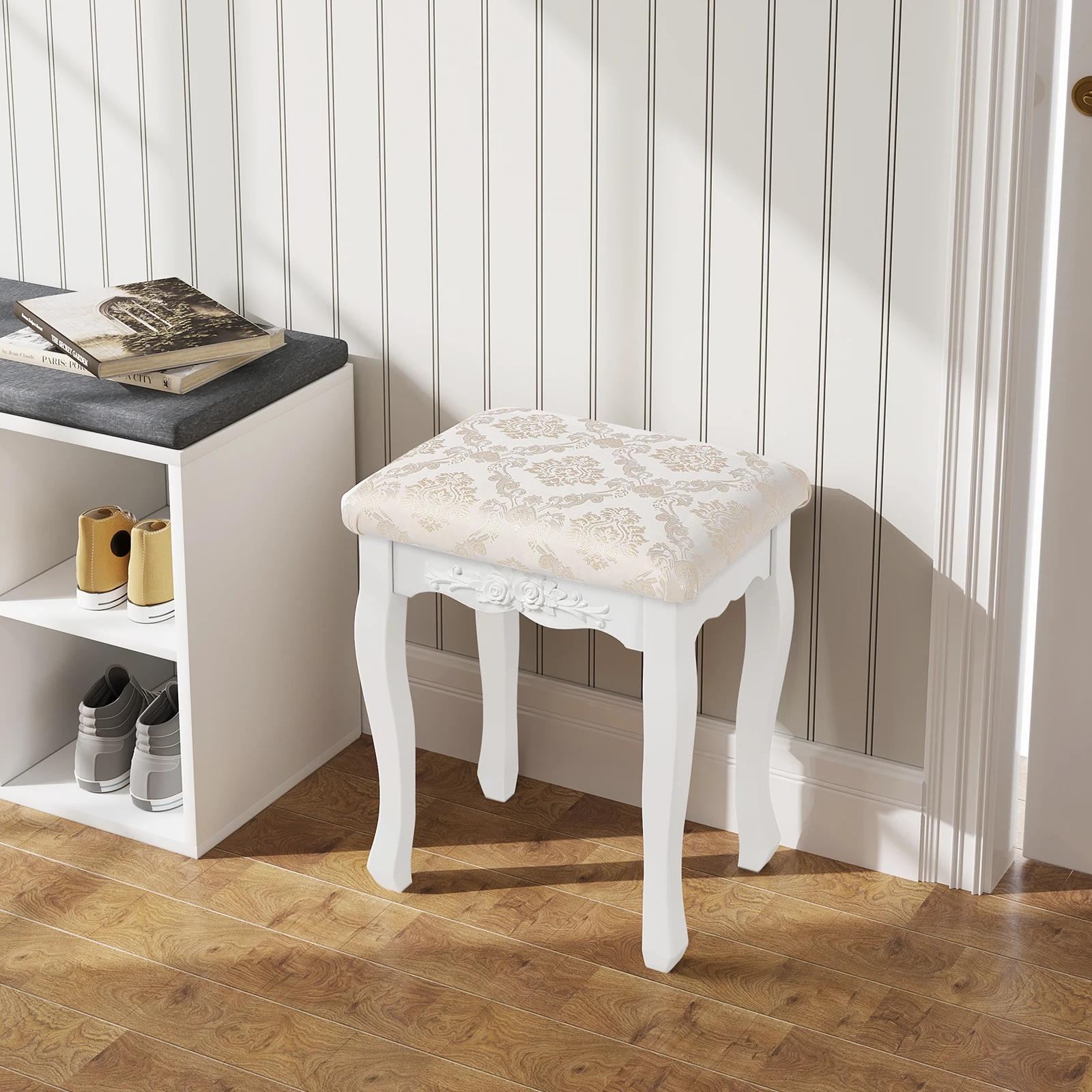 1PC Lovely Bedroom Padded Dressing Table Stool 40x30x50cm Smooth Shiny Vanity Dresser Stool Home Bedroom