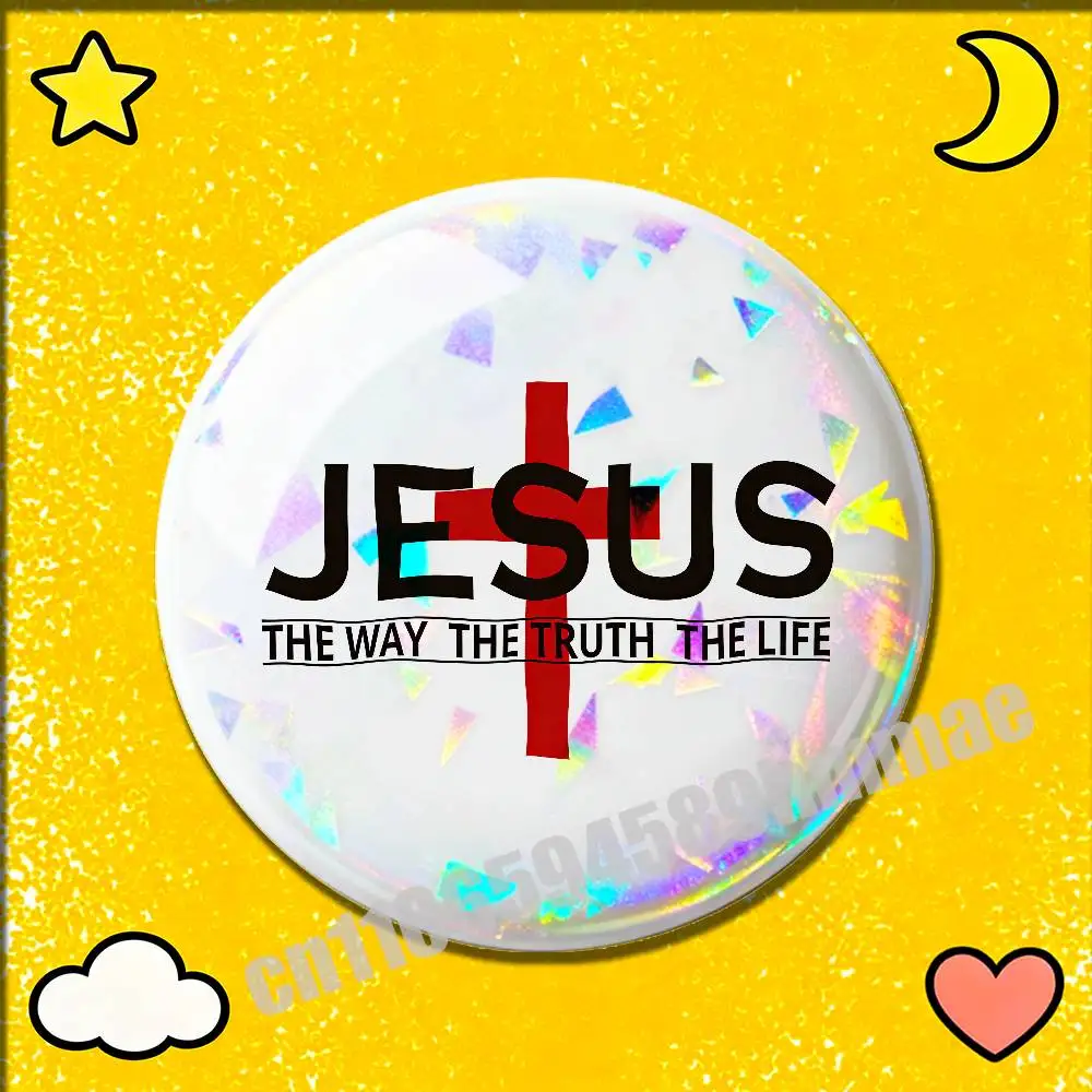 

For Christian Jesus The Way Truth Life Emblem Round Pins Insignia Badge Cover Ornament 75mm Cosplay Brooch Button