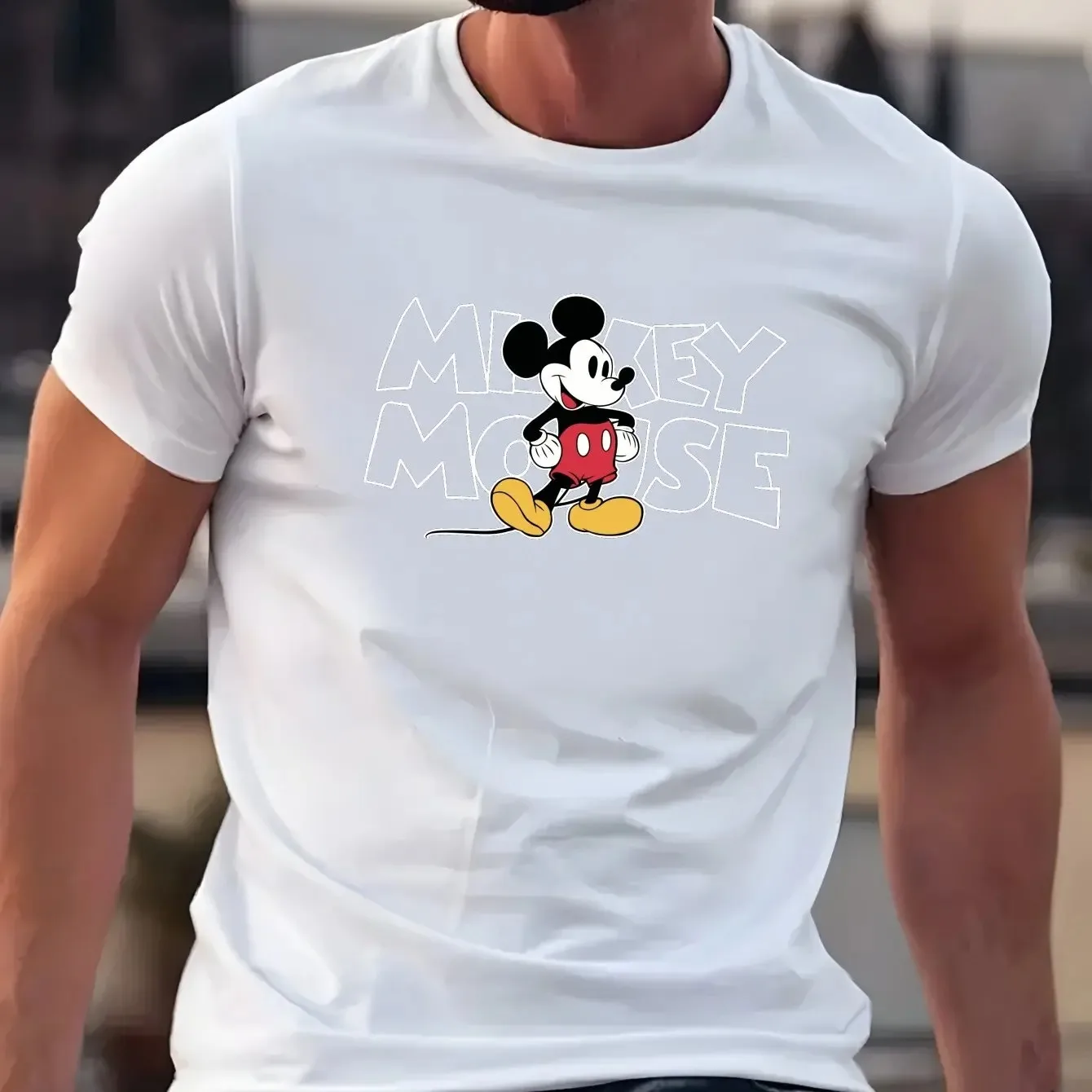 2026 شتاء دافئ جديد تي شيرت ميكي ليوبارد مطبوعة الجولة الرقبة مايكرو تمتد قصيرة الأكمام تي شيرت غير رسمي تنفس حجم كبير