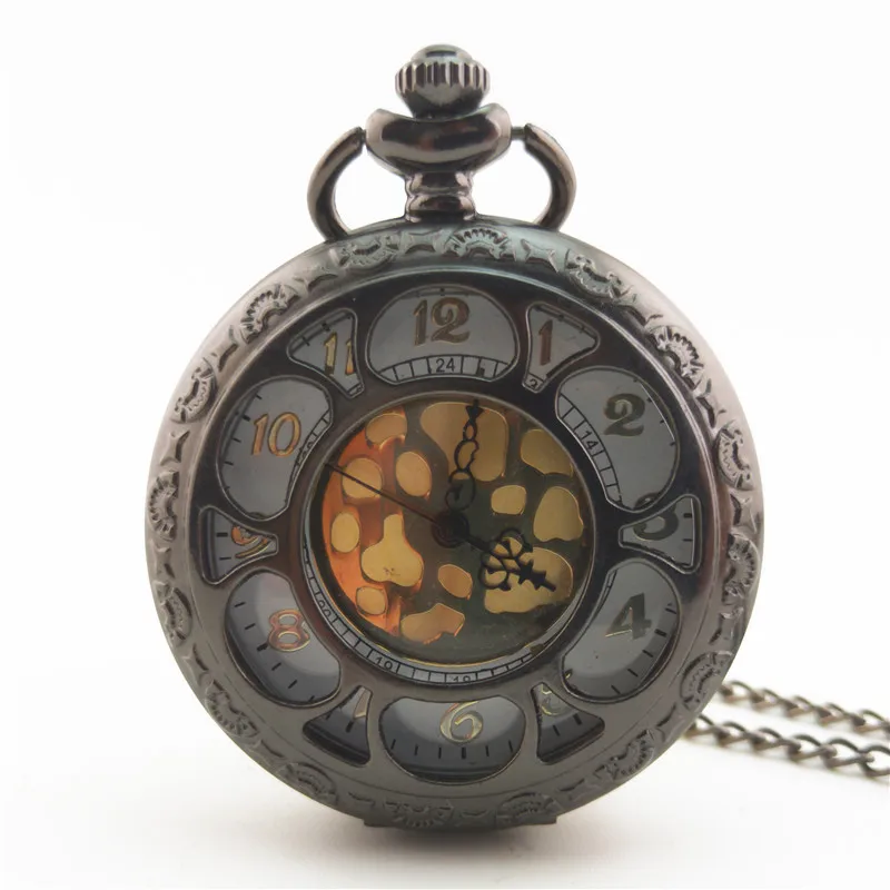 New Halloween Small Mode Exquisite Quartz Pocket Watch Round Case Pendant Necklace Chain Exquisite Clock For Men Gifts