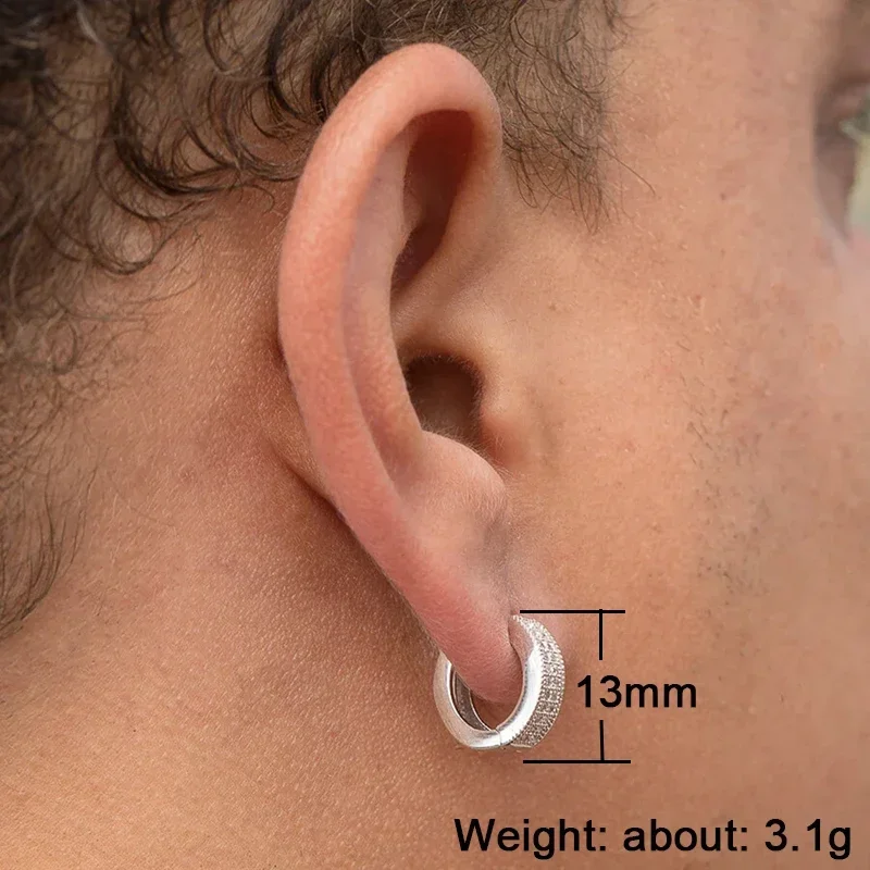 CAOSHI Fashion Unisex Circle Earrings for Daily Wear Brilliant Zirconia Ear Loop Female/male Versatile Silver Color Accessories