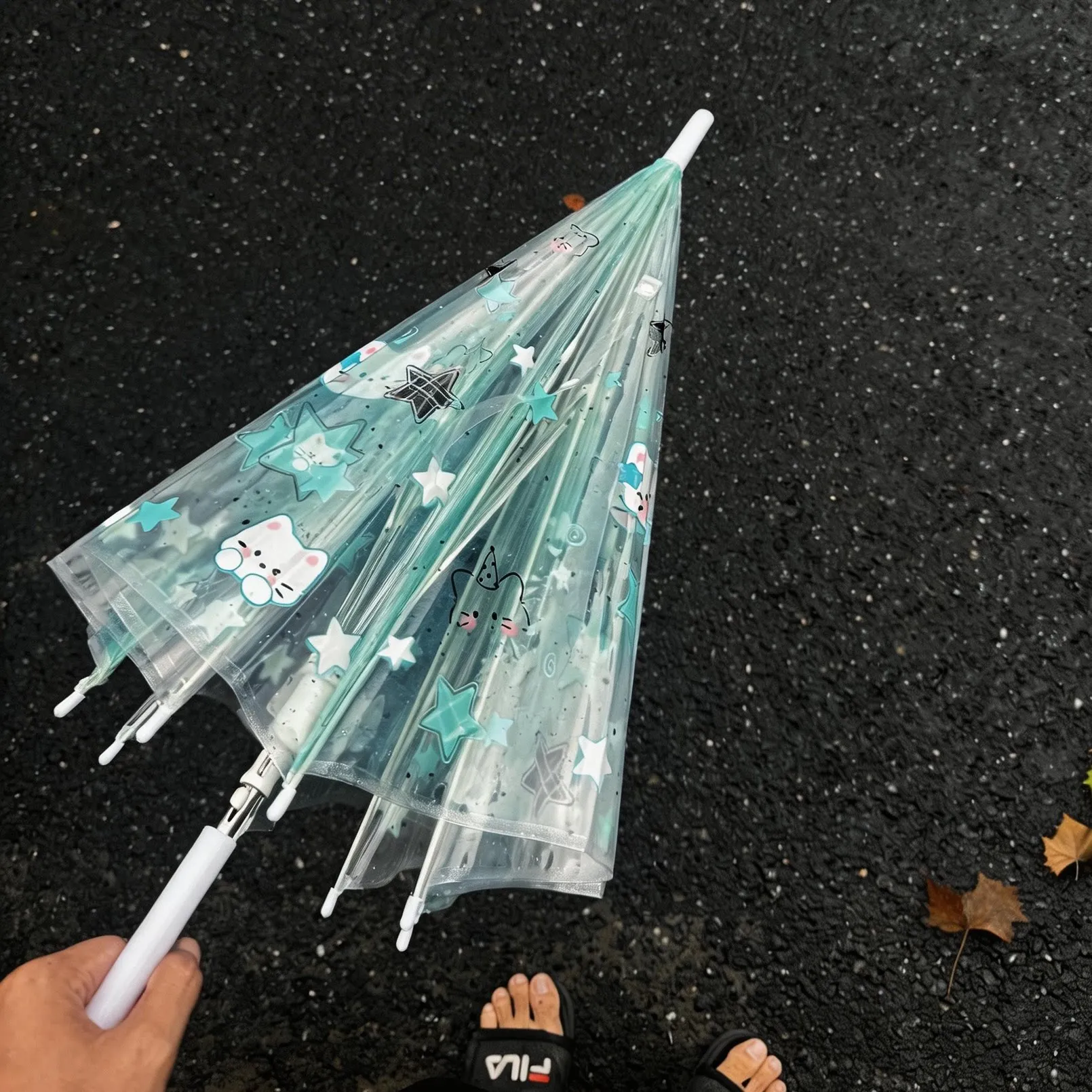 

Transparent Long-Handled Portable Umbrella for Women Outdoor Photography Prop Student School Specialty Foldable Rain Umbrella