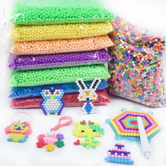 Opakowanie uzupełniające 300 sztuk/worek 36 kolorów 5mm koraliki wodne Spray magiczne koraliki edukacyjne puzzle 3D akcesoria dla dzieci zabawki
