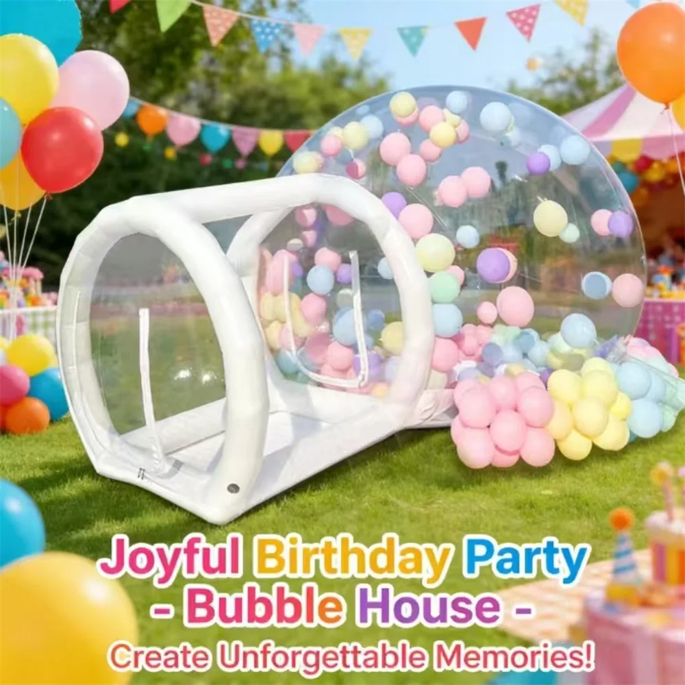 Casa Burbuja Inflable, Carpa Domo de PVC Transparente de 0.5mm, Stock Europeo, para Fiestas de Cumpleaños Infantiles, Bodas, Campamentos, Observación de Estrellas, con Soplador, CE EN71 EN14960 EPR, Entrega Rápida