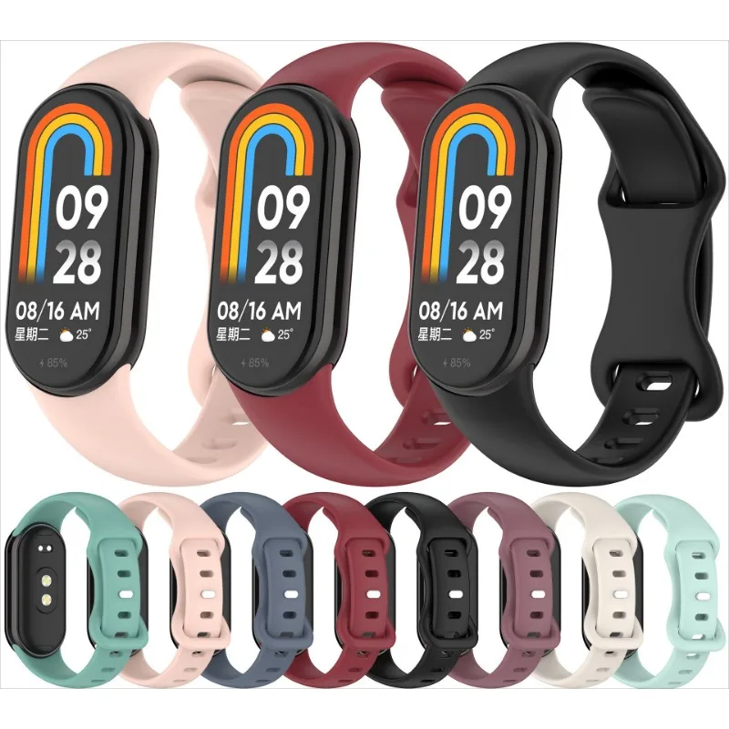 حزام سيليكون رياضي لـ Xiaomi Mi Band 9 8 سوار معصم رسمي ناعم ومريح Mi Band 9 8 Correa Belt Accessories