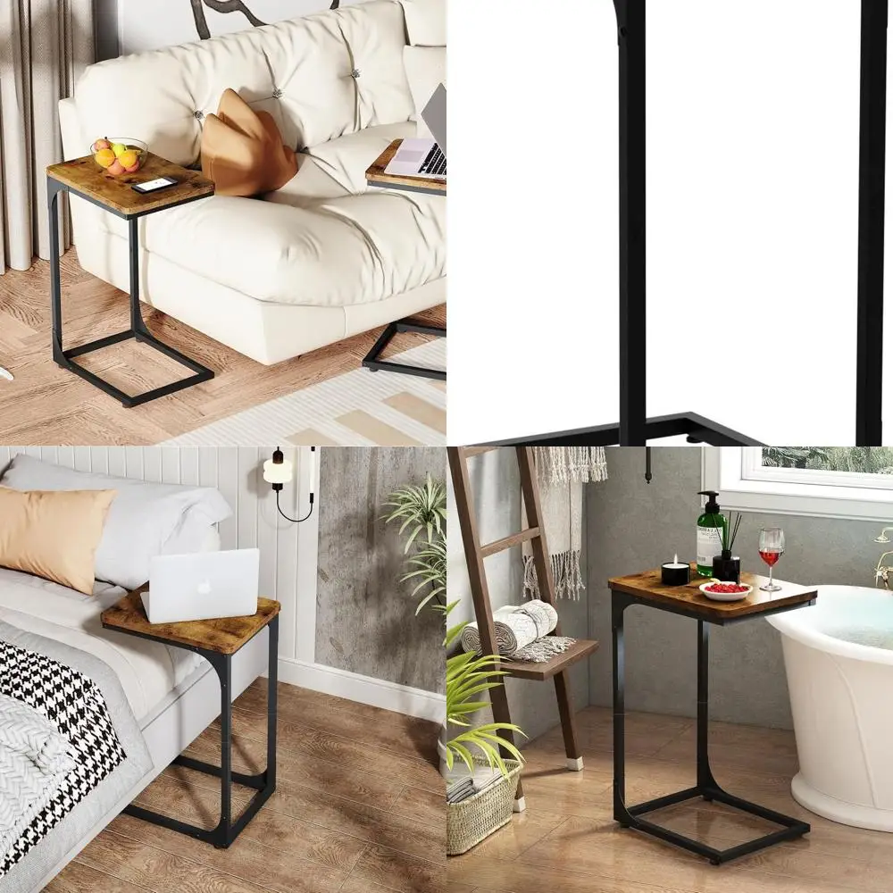 

Приставной столик C Набор из 2-х комплектов для гостиной C-образный поднос для дивана Торцевые столики Сельский дом, коричневый в деревенском стиле (017-30BN)