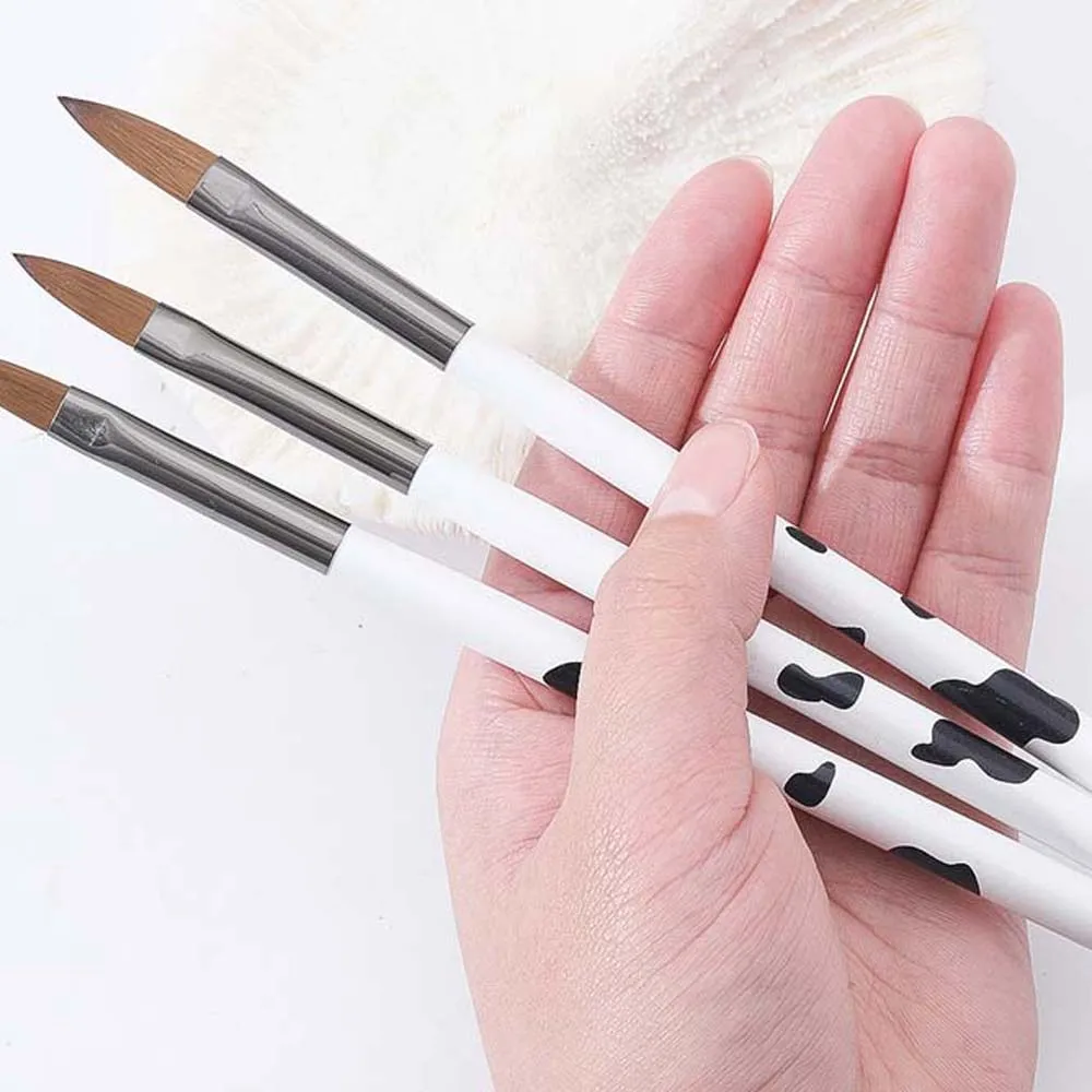 3Pcs/set DIY Nail Painting Nail Drawing Brush Manicure Accessories Liquid Powder Drawing Nail Sculpture Pens Cow Pattern