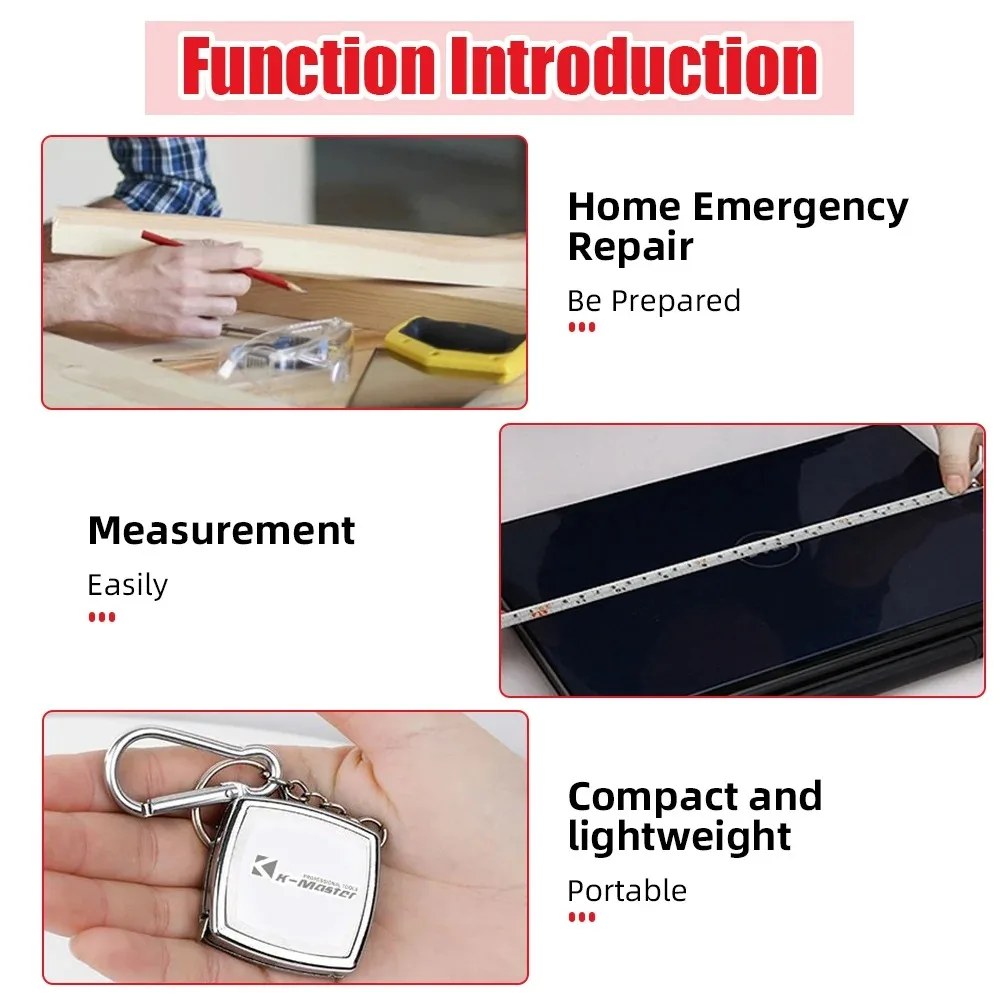 Retractable Ruler Measure Key Ring Small Steel Tape Measure Construction Tools Measuring Instruments Portable Tape Measure