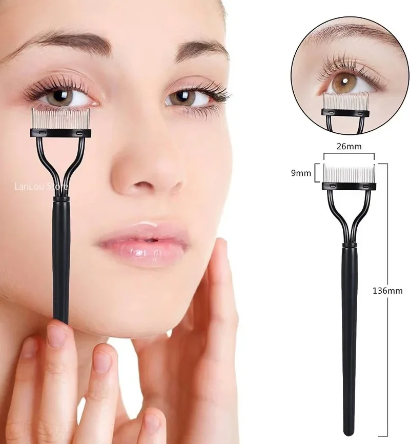 Mathiateur de cils à dents métalliques pliables, bigoudi, beauté, maquillage, brosse à cils en acier inoxydable, peigne, mascara, outil de maquillage, 1 pièce