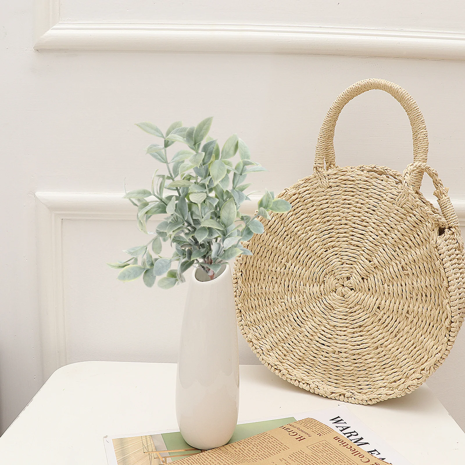 ينبع الخضرة الاصطناعية أوراق النباتات الصناعية فرع للمنزل حفل زفاف الديكور داخلي النباتات الخضراء باقة الأزهار وهمية #1