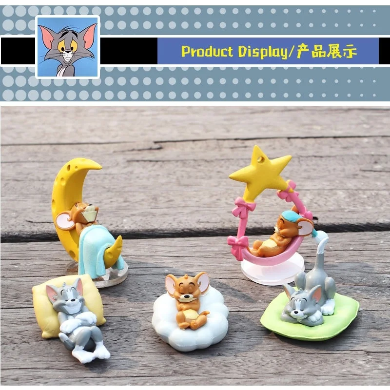 Conjunto de Mini Figuras de Desenhos Animados, Brinquedos Colecionáveis, Bonecos do Gato Tom e do Rato Jerry, Enfeite para Painel de Carro, Topo de Bolo, Decoração para Casa e Escritório