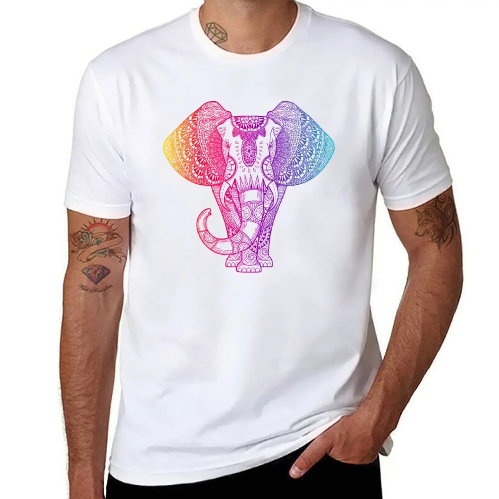 

Colorful Rainbow Elephant T-Shirt tees shirts graphic tee plus size men clothing