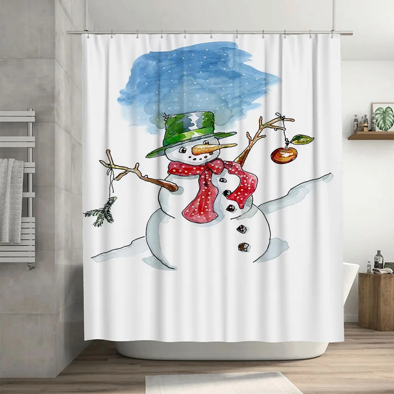 

Tuniu милый снеговик Рождественская занавеска для душа в ванной комнате Праздничный зимний праздничный декор Водонепроницаемый тканевый фон