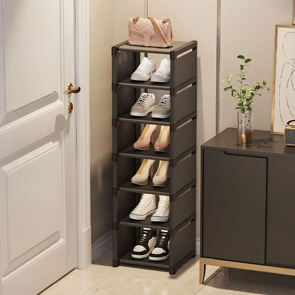 Black 7 Tier Adjustable Shoe Storage Rack