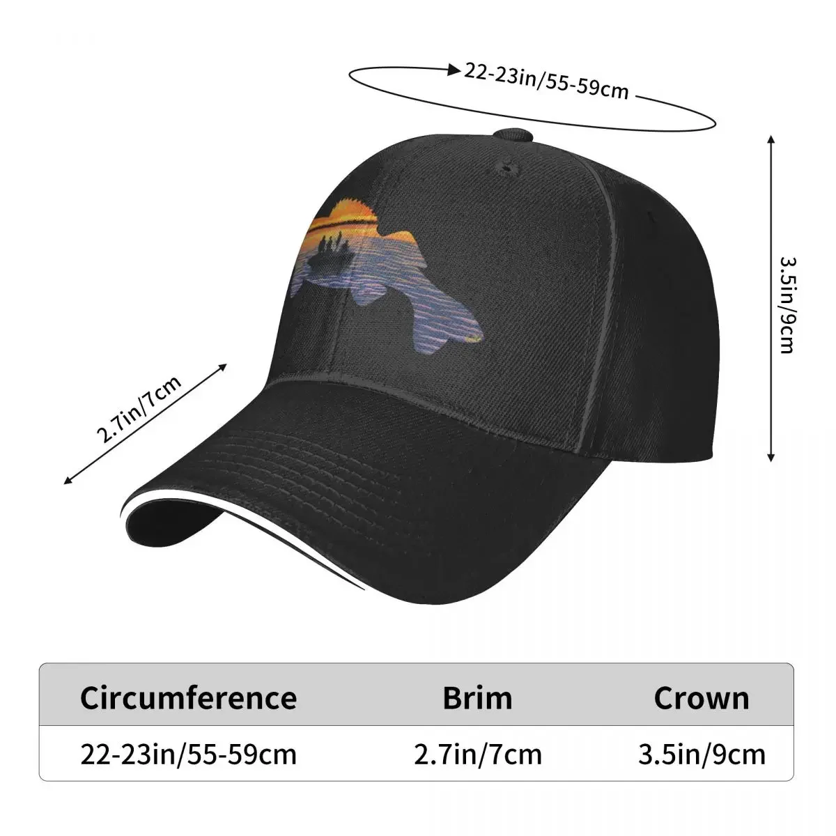 Walleye Silhouette - Lake Life - Blue Grey Baseball Cap Beach Bag Beach Outing funny hat Men's Caps Women's images - 6