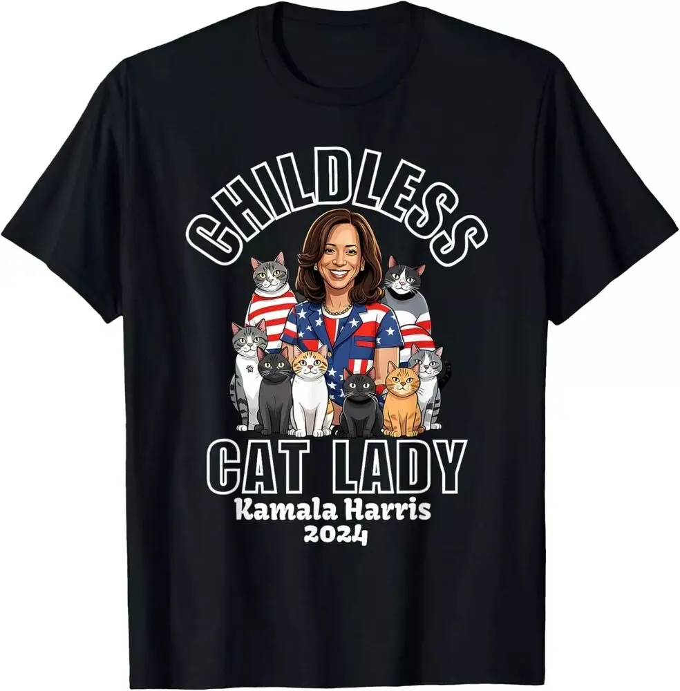 Childless Cat Lady Kamala Harris 2024 Unisex T-Shirt Funny FASTSHIP US