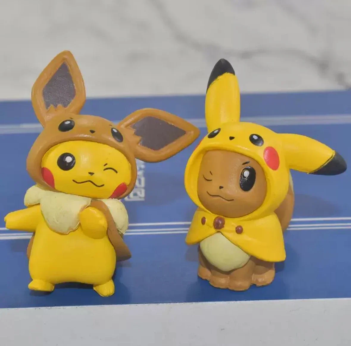 Pokemon Anime Genuine Pikachu Figurine Capsule Toy Ornaments Slowpoke Doll Psyduck Eevee Tabletop Ornament Model Kids Gifts