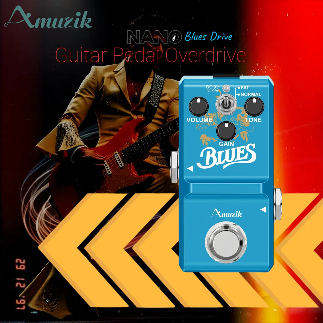 Amuzik NANO Electric Guitar Pedals Overdrive Classic Blues Drive Bass Pedal Blues Breaker Effect Legendary Blues Tube Tone BD-2