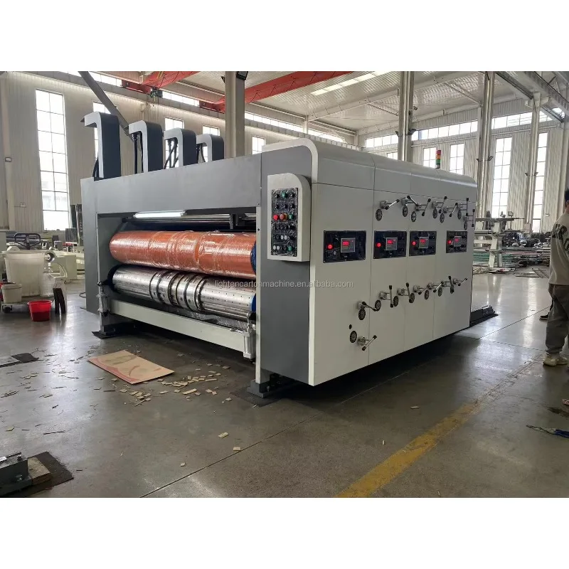 Macchina da stampa per scatole di pizza Macchine completamente automatiche per stampa flessografica a 3 colori per la produzione di scatole di cartoni animati ondulate