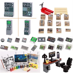 MOC Building Blocks Solider Figures Gifts Accessories Computer Computer Controller Game Table Oil Painting Mini Bricks QT018