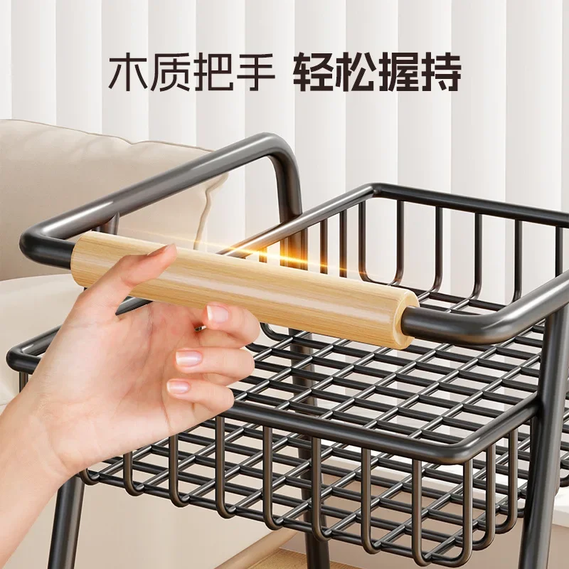 DSA household high-value movable snack storage layered trolley wrought iron living room with wheels multi-functional finishing