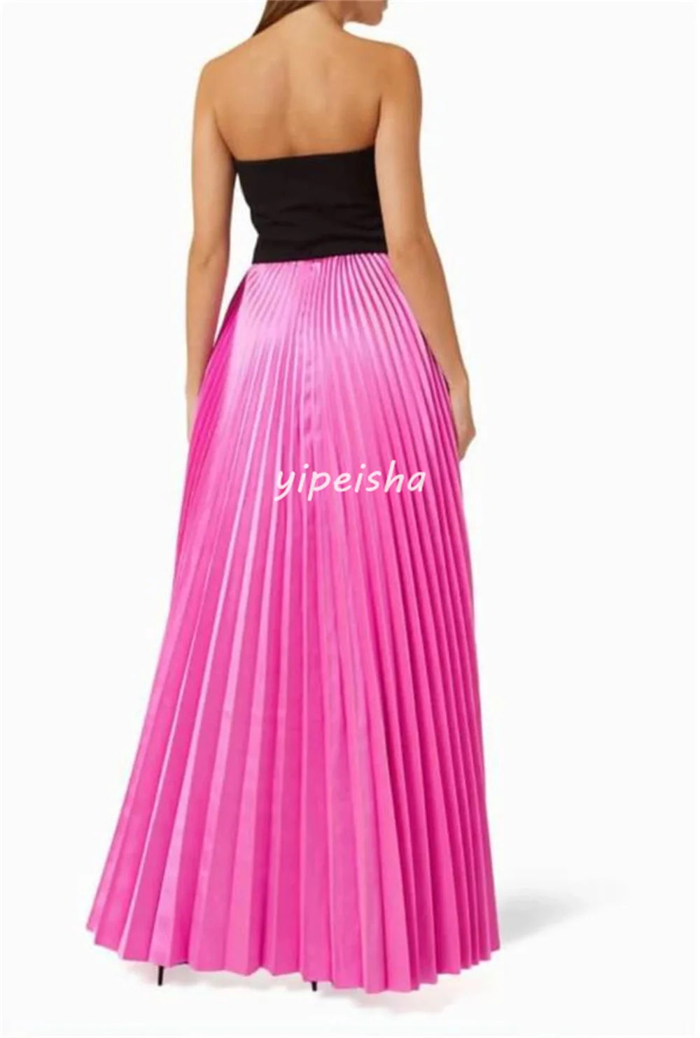 فساتين مخصصة عالية الجودة أنيقة من الجيرسيه ثنيات مستقيمة بدون حمالات بطول الكاحل فساتين مناسبة مخصصة موضة رسمية #3