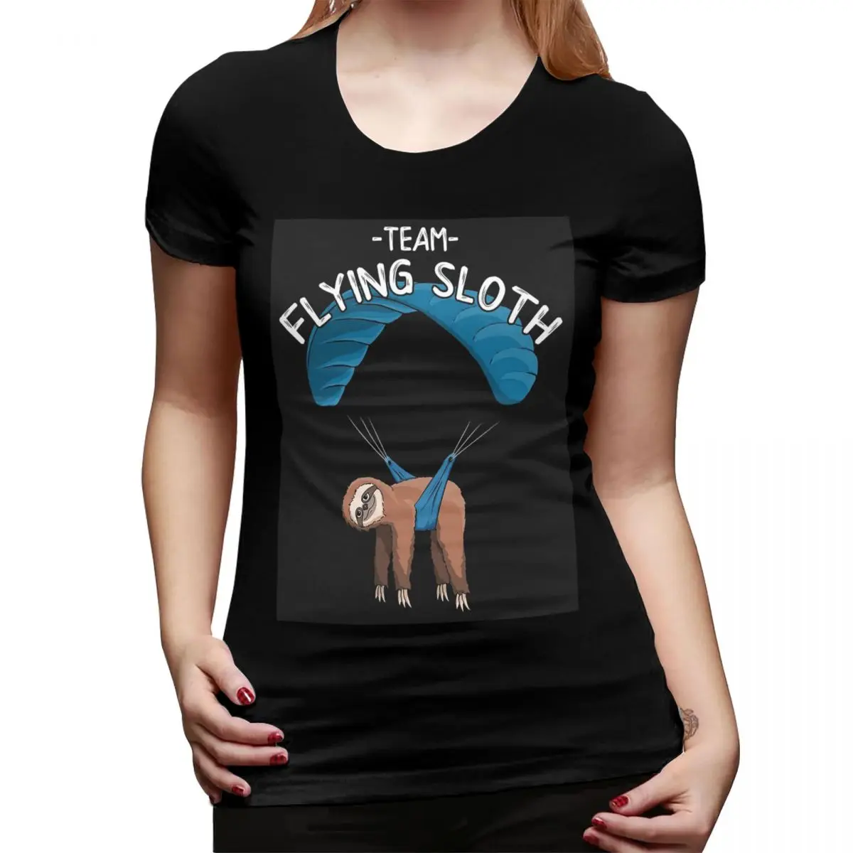 

Paragliding Flying Sloth Sunglasses Skydiver Paraglider T-Shirt for Women Streetwear T Shirts Women's Short Sleeve Clothes Tops