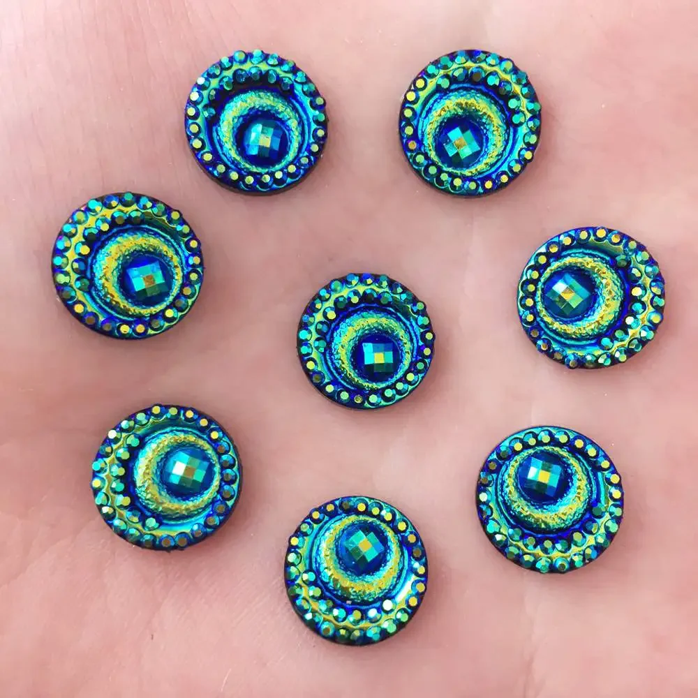 Hot Diy 40PCS 12mm AB Resin Round Shiny Rhinestone Eye Flatback Wedding Ornament K30