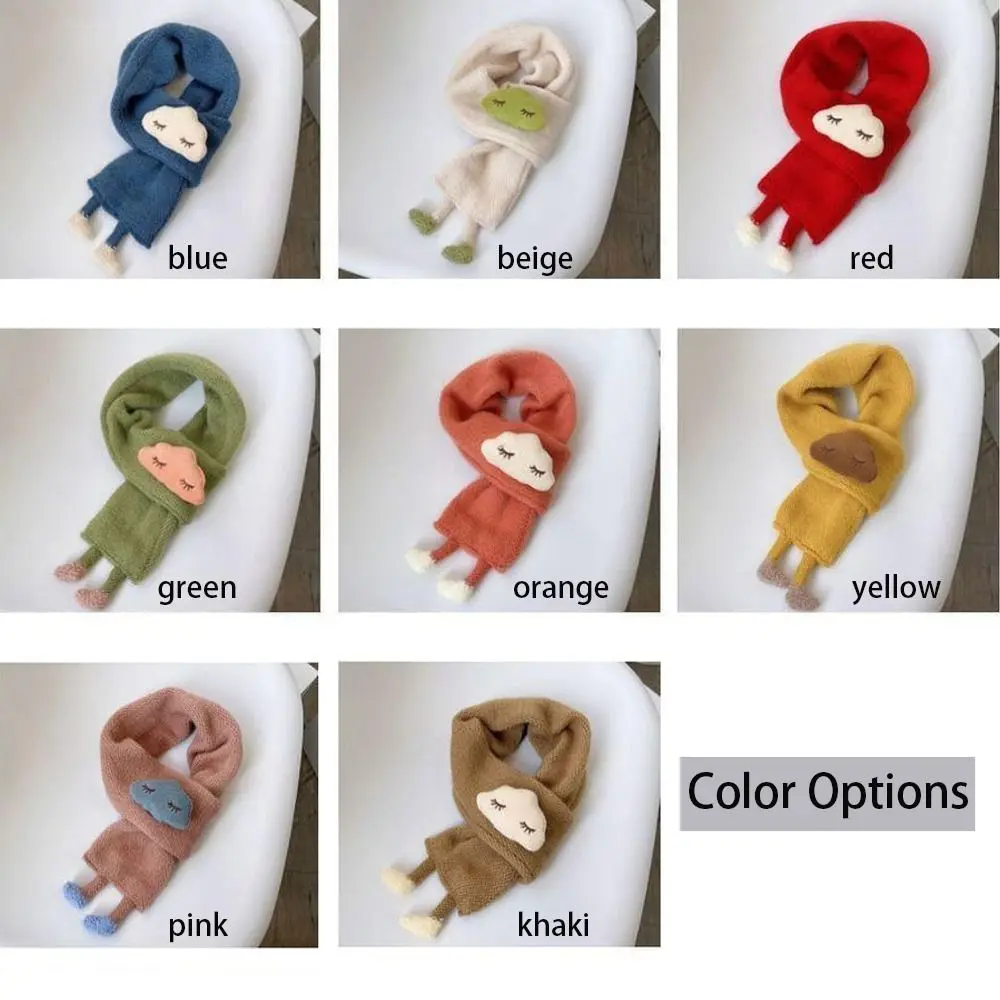 Cute Knit Scarf Thick Warm Neck Wraps Children's Scarf Cartoon Clouds Neck Guards Scarves Autumn Winter
