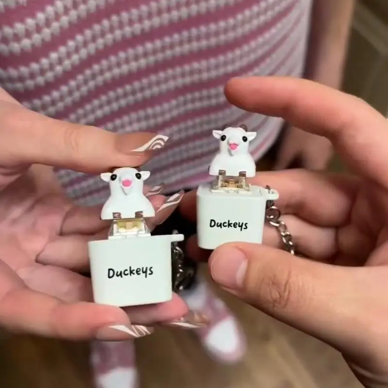1Pcs Kitten Sheep Keycap Keychain Luminous Sounding Stress Relief Creative Fidget Toy Portable Electronic Pendant For Adult