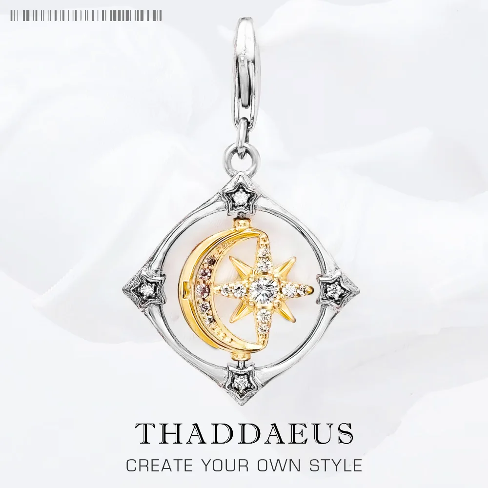 

Pure 925 Sterling Silver Spring Brand New Moveable Moon & Star Pendant Charm Lucky Gift For Women Fine Jewelry