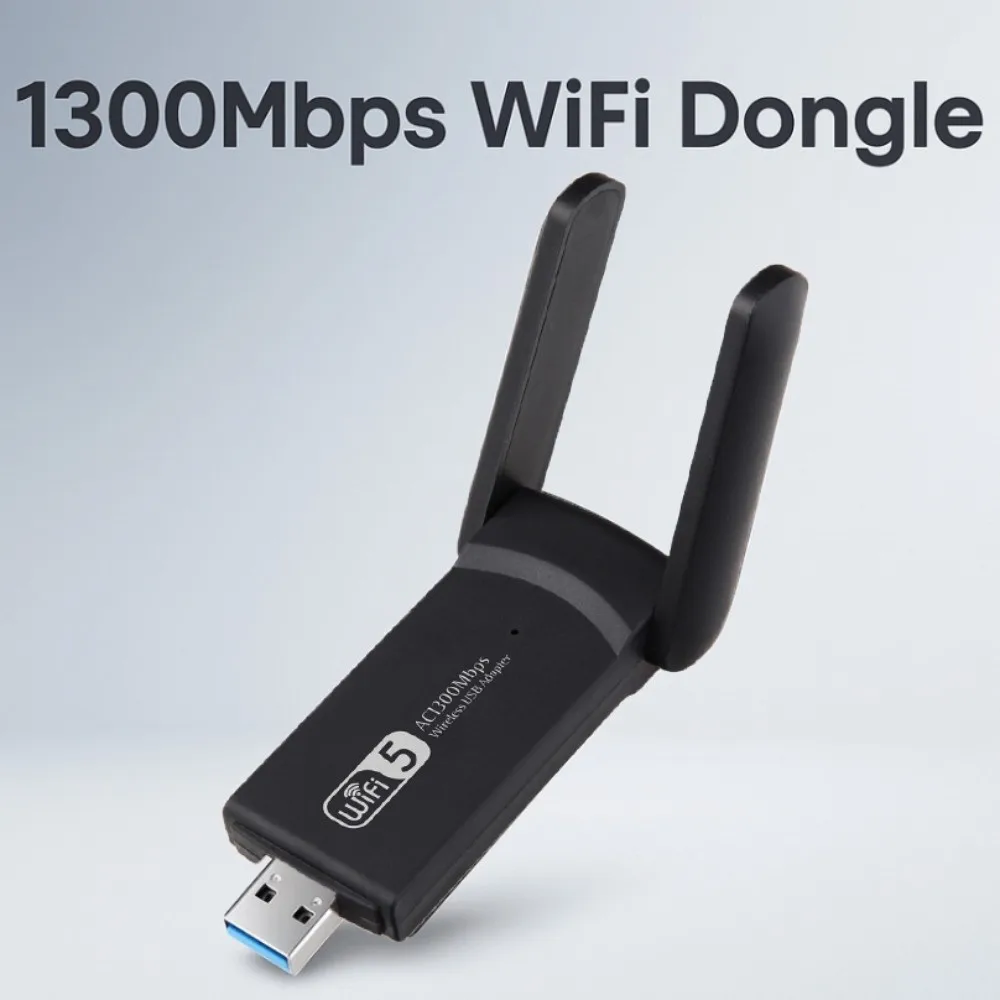 

Dual Band WiFi USB Adapter 2 Antenna Design 2.4G/5Ghz 1300Mbps WiFi Dongle Powerful USB3.0 Interface Wireless Network Card
