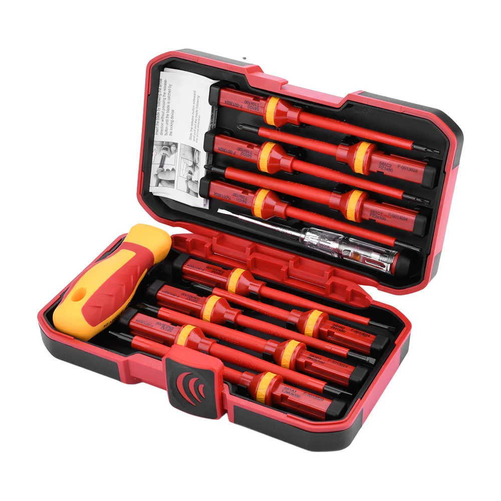 13PCS 1000V Changeable Insulated Screwdriver Set Magnetic Slotted Bits Repair Tool for Electrician Tool