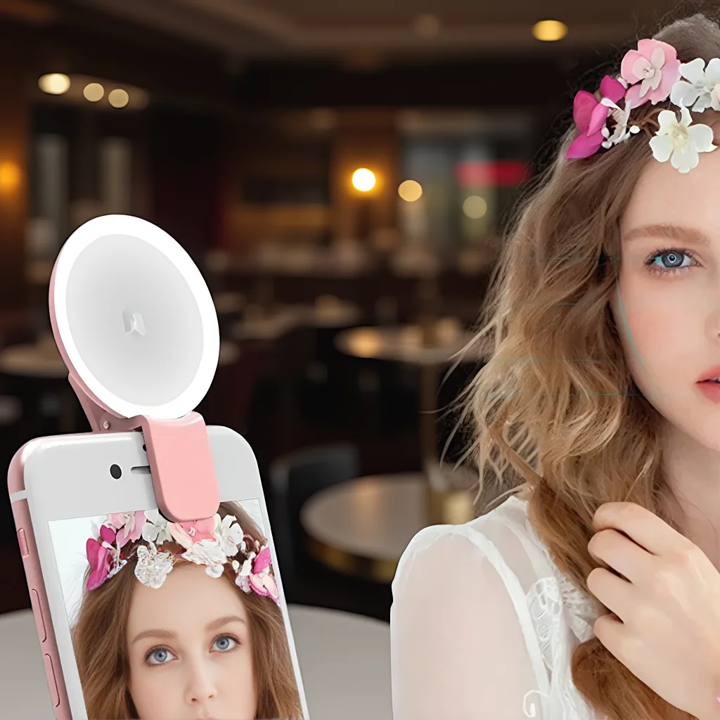 

Портативный мини-кольцевой светильник для селфи, светодиодная вспышка, линза для телефона, USB-перезаряжаемый зажим для мобильных устройств