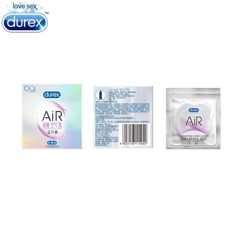 Durex AiR 2pcs Extra Invisible Lubricated Ultra-thin Spike Condom Intimate Adult Products Natural Latex Rubber Penis Sleeve Men