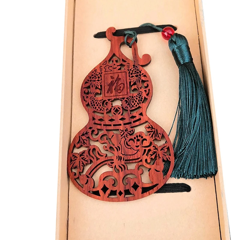 

1Pcs Redwood Gourd Bookmark Set Teacher's Day Classical Chinese Style Creative Gift Red Wooden