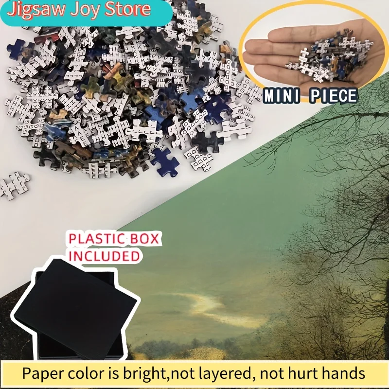 Quebra-Cabeça Mini Artístico de 500 Peças 'A Estrada Molhada à Luz da Lua' de Atkinson Grimshaw, Medindo 15X10 Polegadas. É feito de