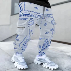 High quality men's pants cashew flower casual sports Haren pants loose high street multi-bag overalls Fashionable streetwear