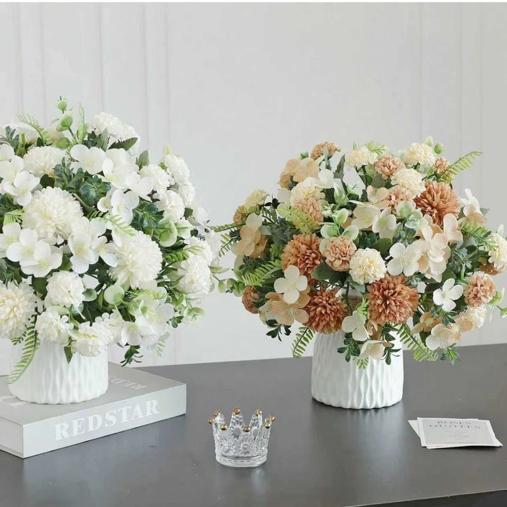 6-teiliges Set Künstliche Seidenblumen Hortensie Chrysantheme Hochzeitsbrautstrauß Heimdekoration Festliche Outdoor-Garten-DIY-Bastelprodukte – Detail 8