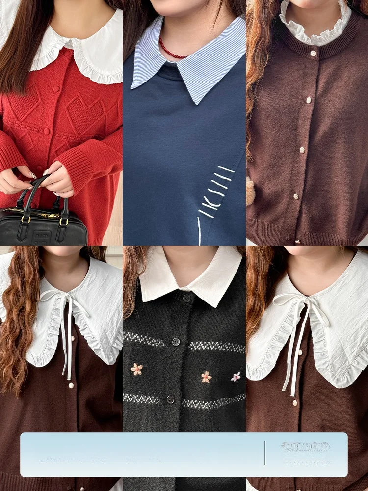 

Женская модная блузка больших размеров с декоративным воротником, летняя, с воротником-стойкой, из смесового хлопка, с длинным рукавом